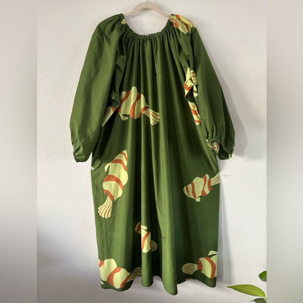 Nikki Chasin Ballad Fish Dress Silk Blend XL Green - Picture 2 of 15